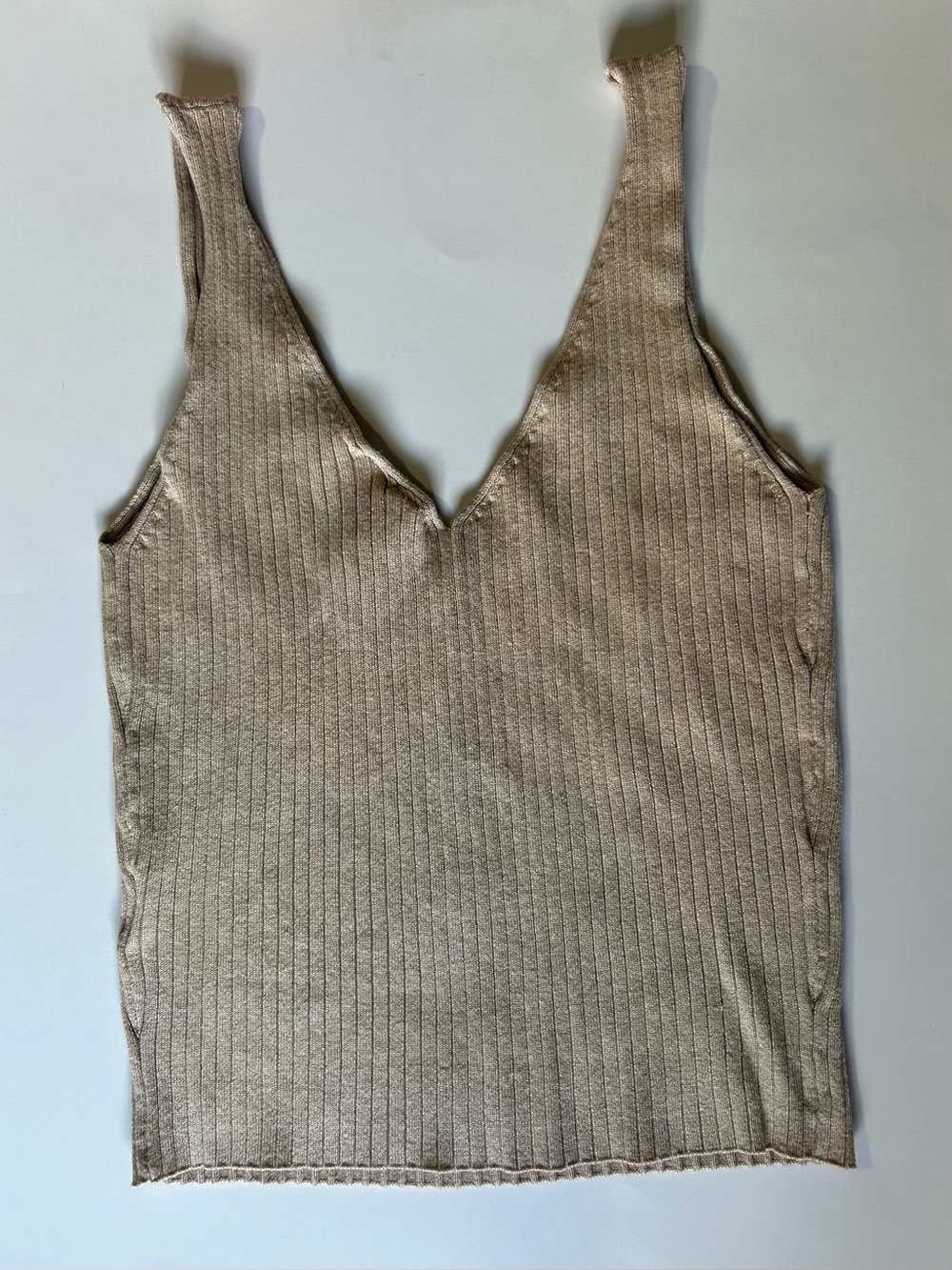 🔥4 for $25 Ribbed V-Neck Tank Top in Beige